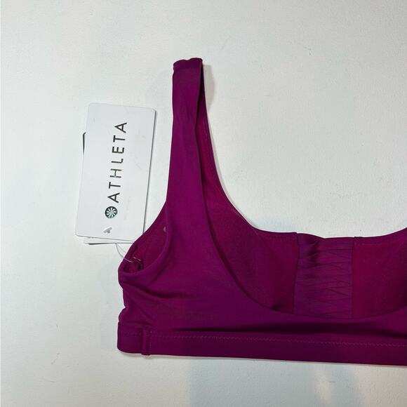 NWT Athleta Adriata Bikini Top Swim Twist Braid Ruche Fuchsia Magenta XXS - Picture 8 of 14